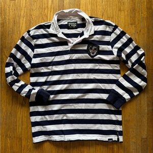 Scotch & Soda Navy and White Striped Rugby Polo